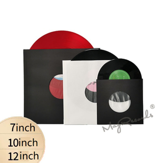 12'' 10'' 7'' High Quality Heavyweight Anti-static White Black Kraft Paper Poly-lined Inner Sleeves For LP Record Vinyl 20PCS