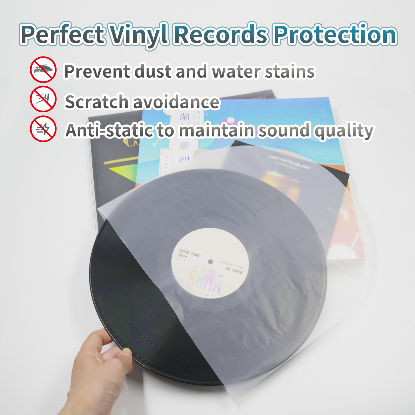 7 inch HDPE Anti-static Inner Sleeves For 7'' Record 45 RPM 50PCS