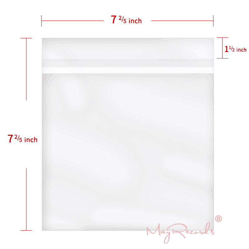 7 inch OPP Resealable Outer Sleeves for 7'' EP Record 45 RPM Cover 50PCS