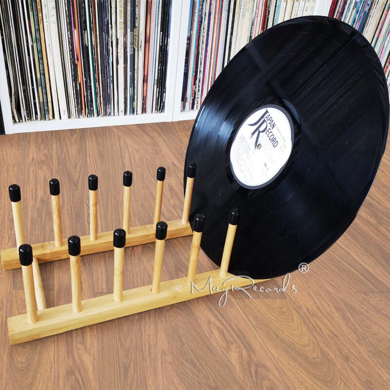 Record Vinyl Drying Rack Bamboo Storage Rack for LP Record
