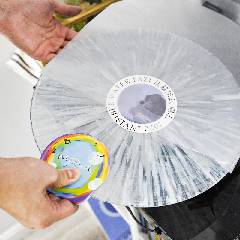 Black vinyl LP disc holder disc cleaning protective pad 2 pieces without fingerprints