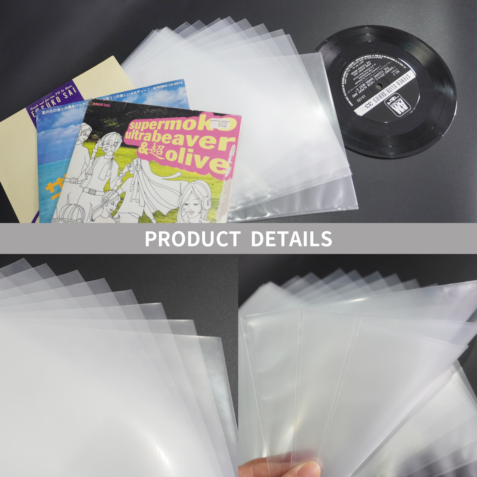 7 inch CPP Flat Open Top Outer Sleeves For EP 45 RPM Cover 50PCS