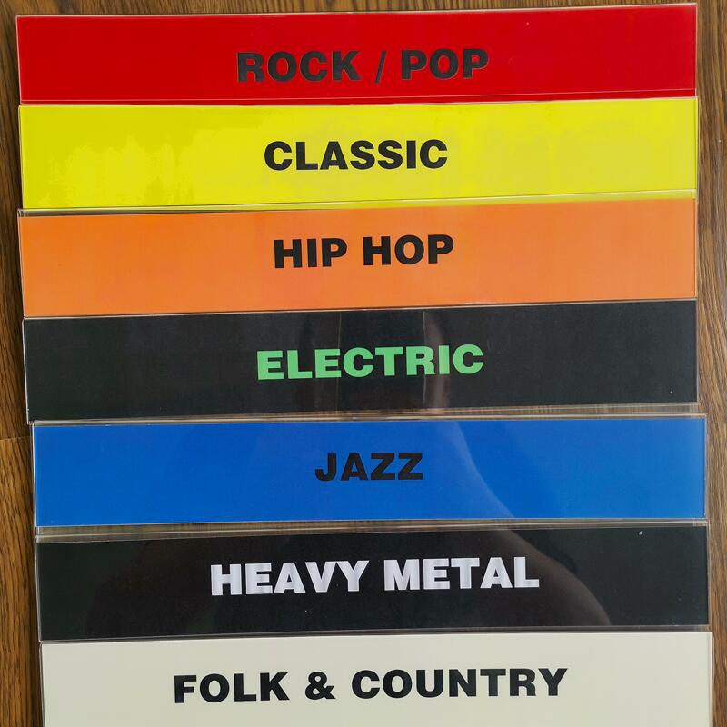 Genre 12 Inch Record Dividers Organizer Tab Acrylic Cards for Turntable Storage Record Albums Organization