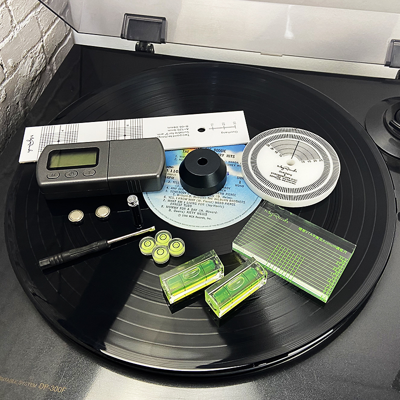 LP vinyl record player phonograph arm adjustment gauge VTA level meter speed dial needle pressure gauge special set