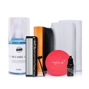 Black vinyl record cleaning kit LP maintenance cleaning solution antistatic carbon fiber brush cartridge stylus player tool