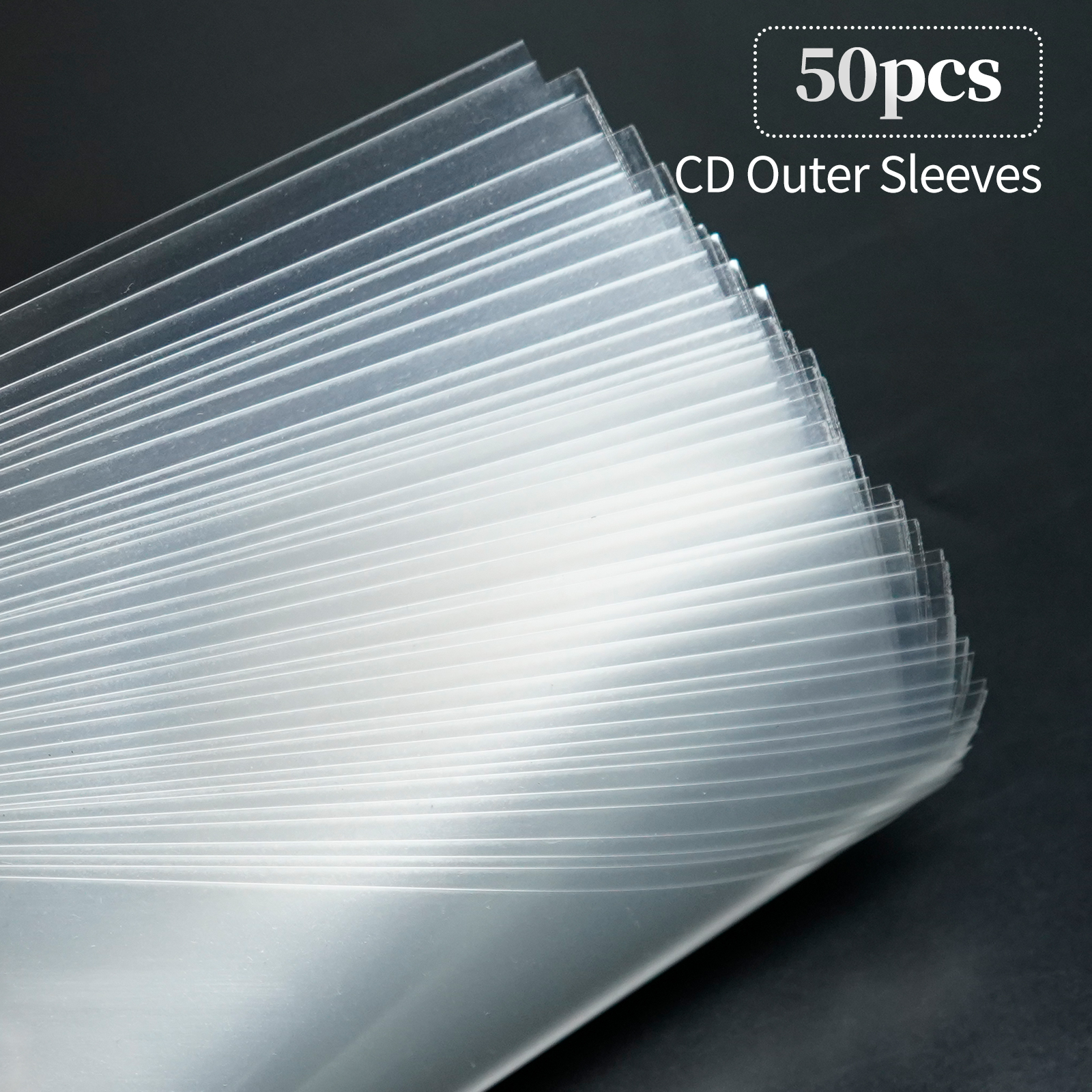 5'' CD BOPP Resealable Flat Top Open Outer Sleeves For General CD Jewel Case 50PCS 