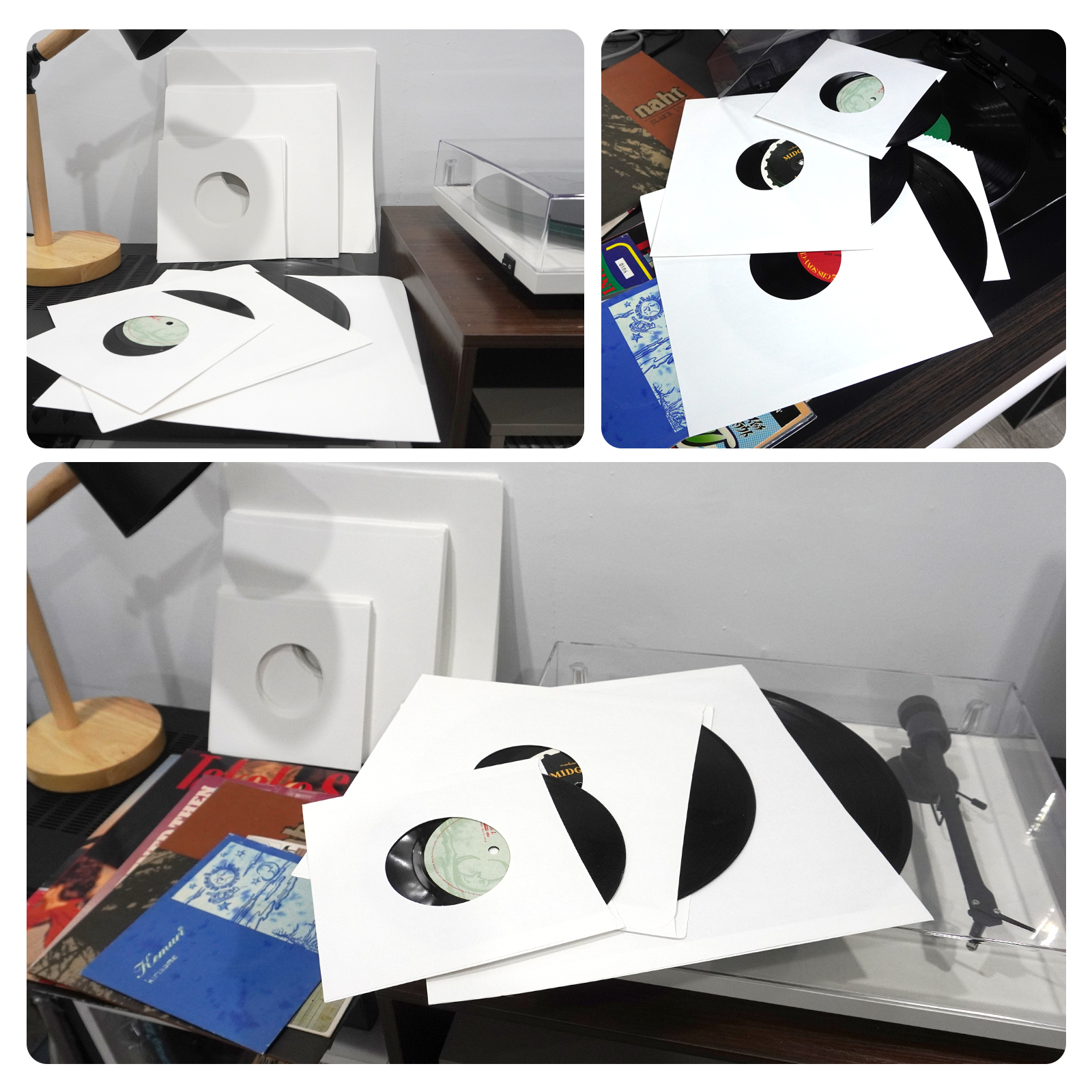 12'' 10'' 7'' High Quality Heavyweight ACID FREE Square White Kraft Paper Inner Sleeves With Hole For LP Vinyl Record 20PCS