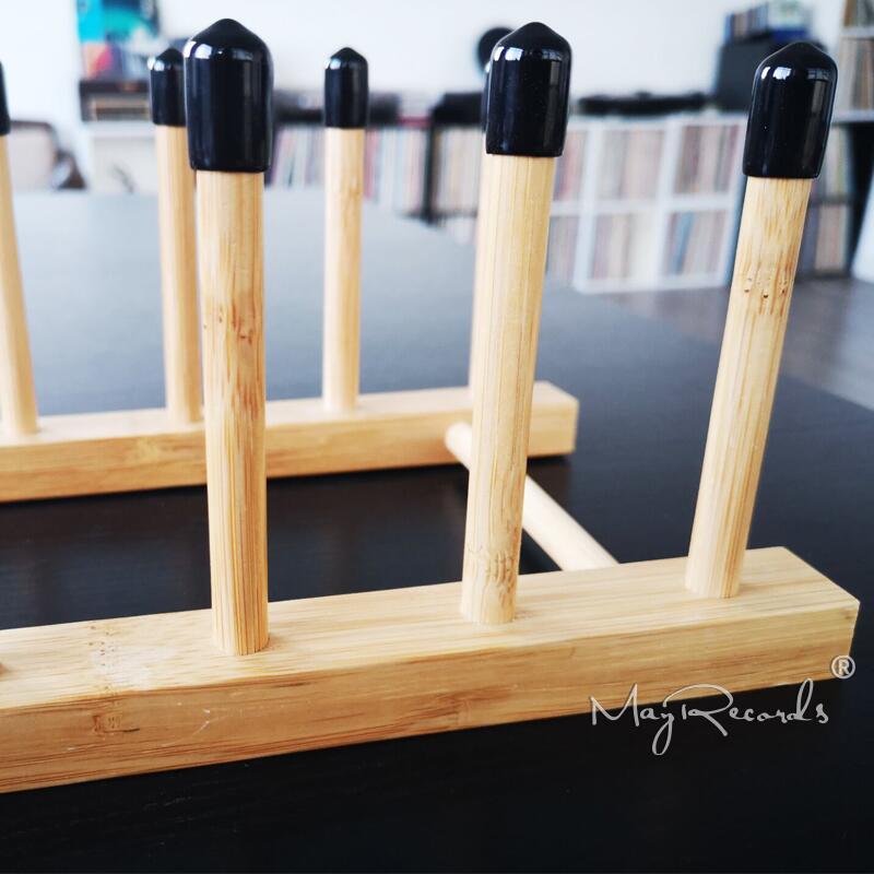 Record Vinyl Drying Rack Bamboo Storage Rack for LP Record