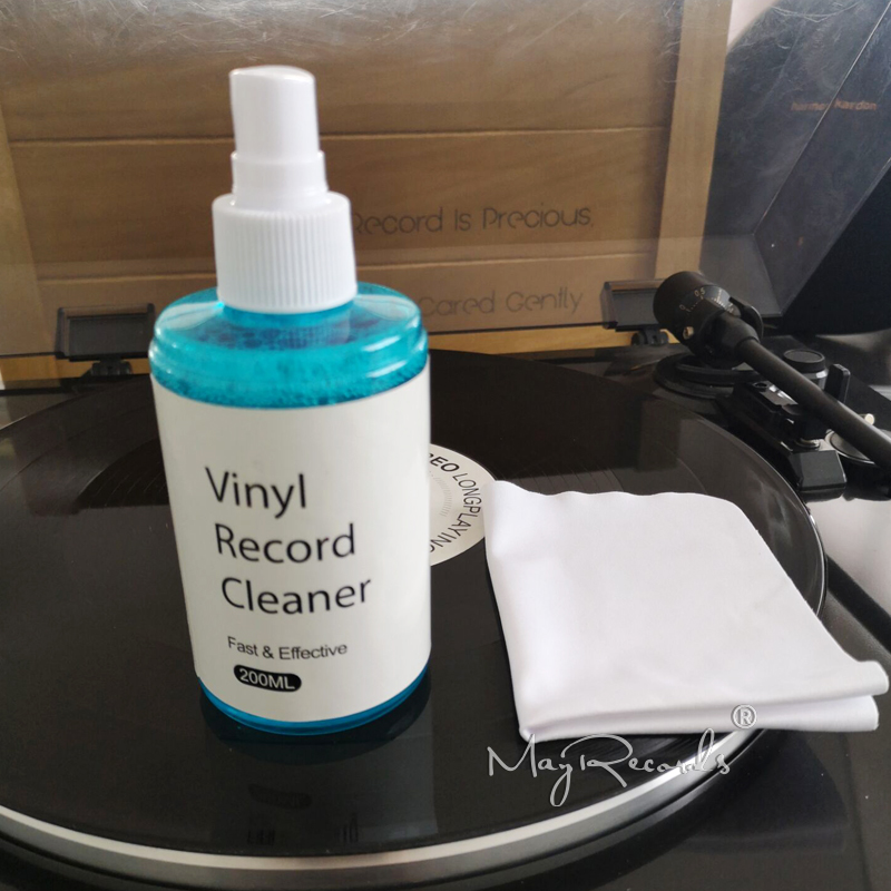 200ml Vinyl LP/CD Record Professional Cleaner Cleaning Fluid Dust Removal Anti-static Spray Dishwashing Water + Flannel Cloth
