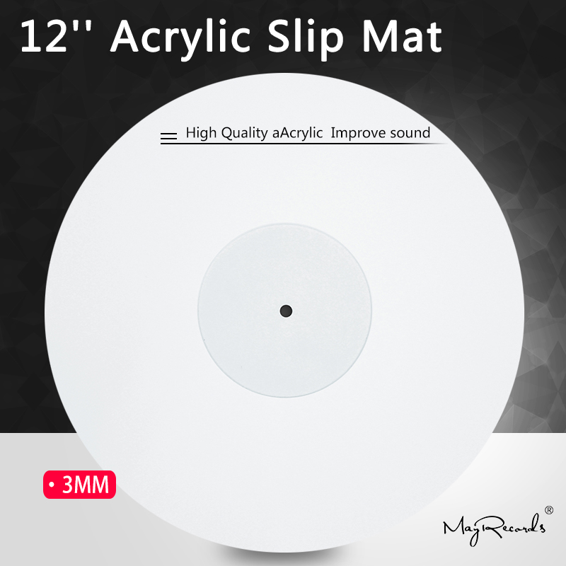 12'' Acrylic Slip Mat for Phonograph Turntable Vinyl 3MM Anti-static LP Mat Improve Sound Quality