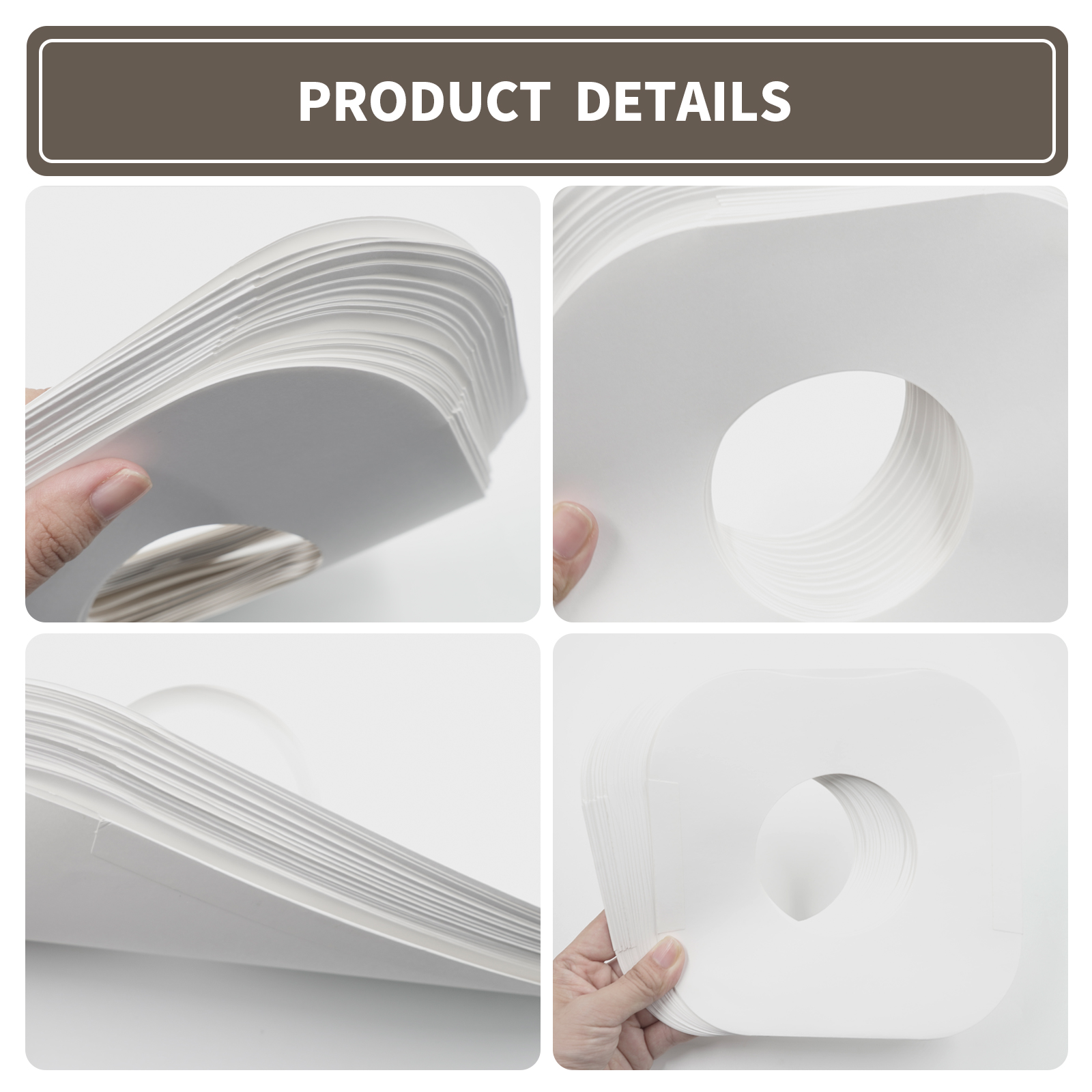 12'' 10'' 7'' High Quality Heavyweight ACID FREE Rounded White Kraft Paper Inner Sleeves With Hole For LP Vinyl Record 20PCS 